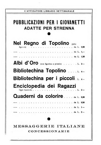 L'avvisatore librario settimanale bollettino bibliografico