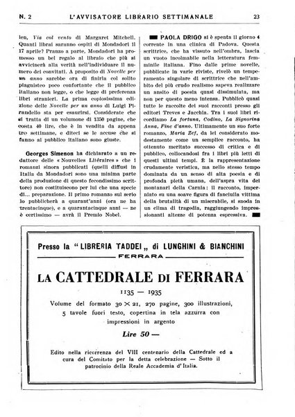 L'avvisatore librario settimanale bollettino bibliografico