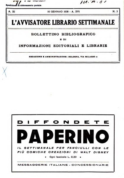 L'avvisatore librario settimanale bollettino bibliografico