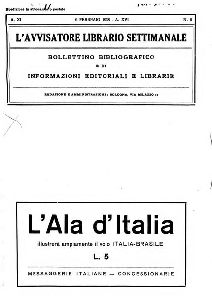 L'avvisatore librario settimanale bollettino bibliografico