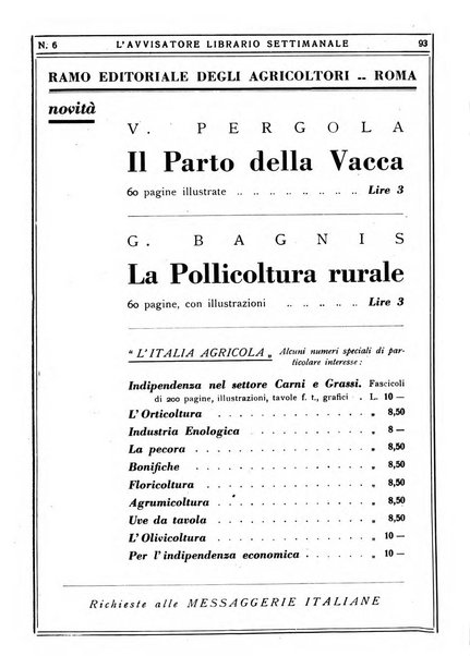 L'avvisatore librario settimanale bollettino bibliografico