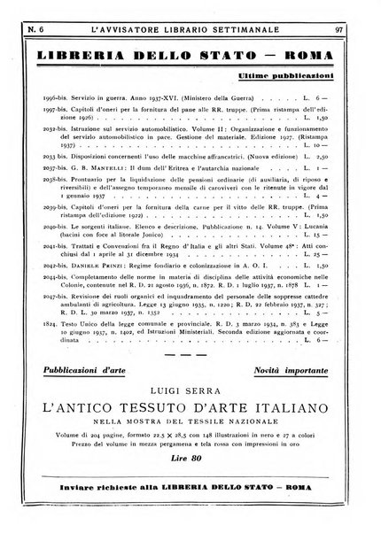 L'avvisatore librario settimanale bollettino bibliografico