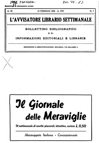 L'avvisatore librario settimanale bollettino bibliografico