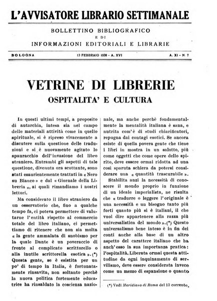 L'avvisatore librario settimanale bollettino bibliografico