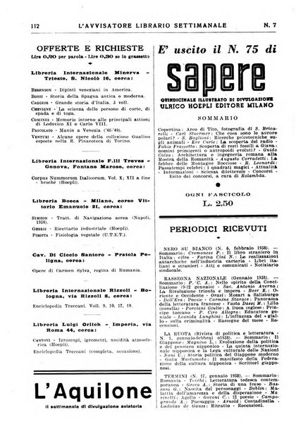 L'avvisatore librario settimanale bollettino bibliografico