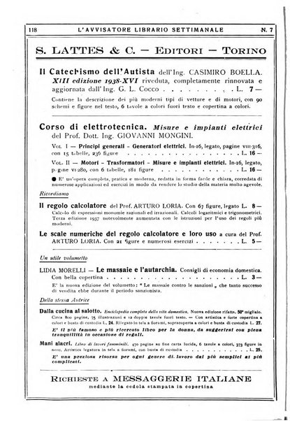 L'avvisatore librario settimanale bollettino bibliografico