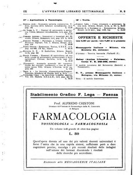 L'avvisatore librario settimanale bollettino bibliografico