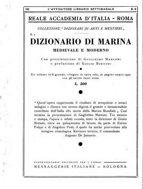 L'avvisatore librario settimanale bollettino bibliografico