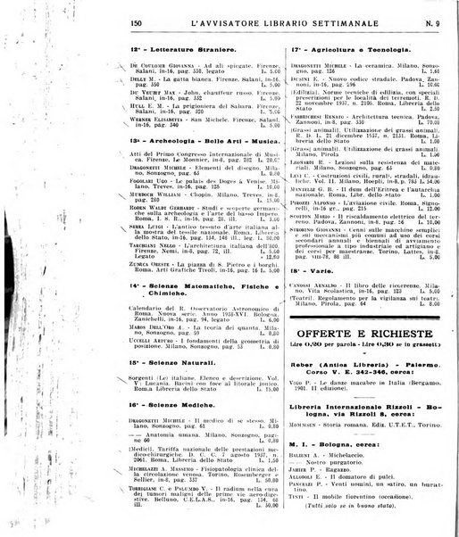 L'avvisatore librario settimanale bollettino bibliografico