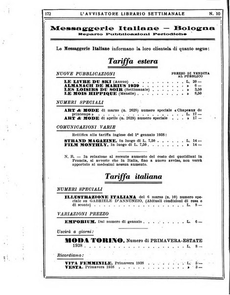 L'avvisatore librario settimanale bollettino bibliografico