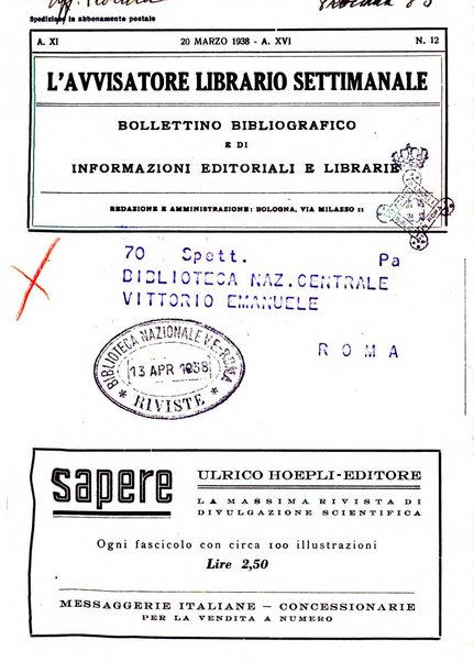 L'avvisatore librario settimanale bollettino bibliografico