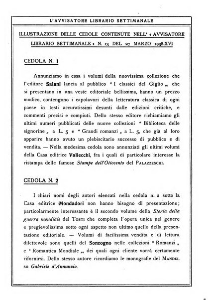 L'avvisatore librario settimanale bollettino bibliografico