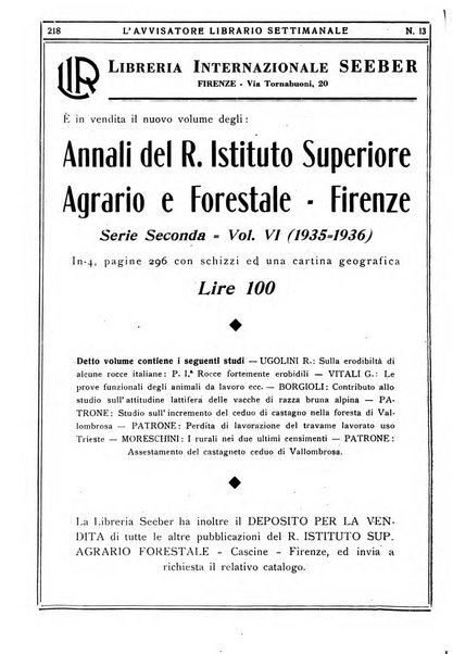 L'avvisatore librario settimanale bollettino bibliografico