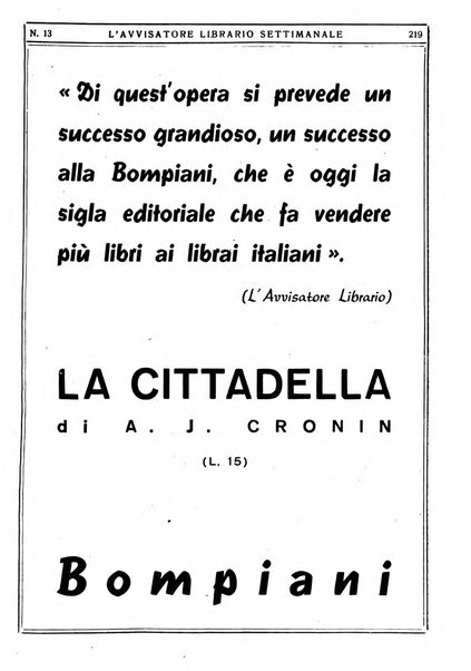 L'avvisatore librario settimanale bollettino bibliografico