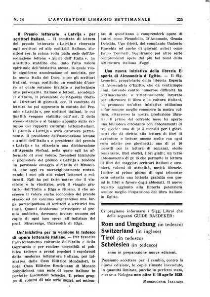 L'avvisatore librario settimanale bollettino bibliografico