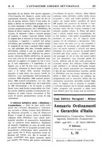 L'avvisatore librario settimanale bollettino bibliografico