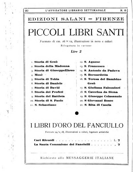 L'avvisatore librario settimanale bollettino bibliografico