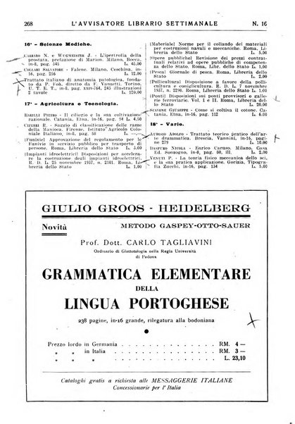 L'avvisatore librario settimanale bollettino bibliografico