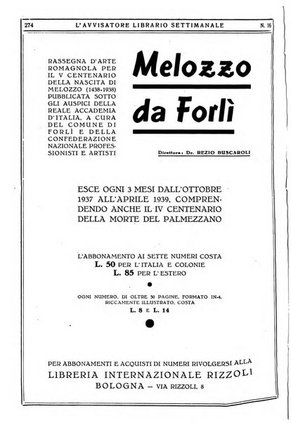 L'avvisatore librario settimanale bollettino bibliografico