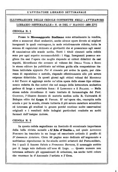 L'avvisatore librario settimanale bollettino bibliografico