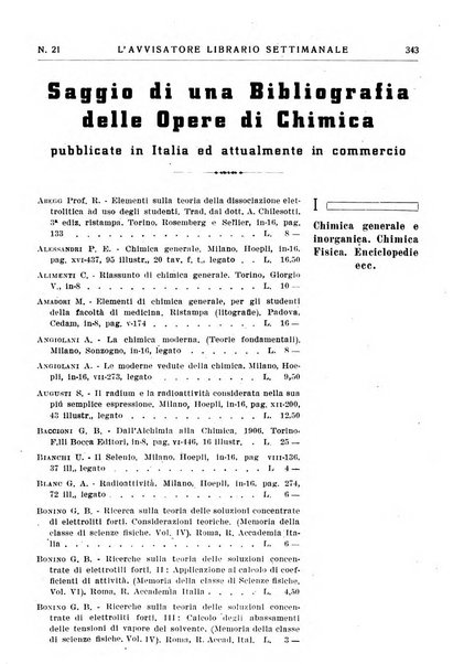 L'avvisatore librario settimanale bollettino bibliografico