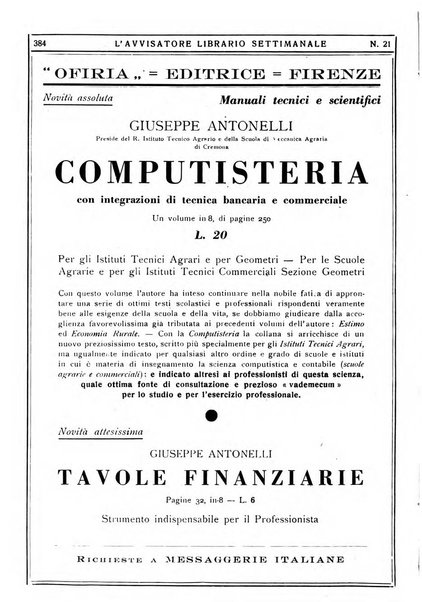 L'avvisatore librario settimanale bollettino bibliografico