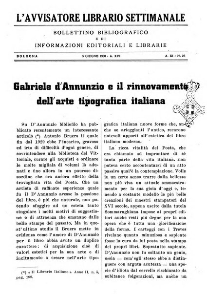 L'avvisatore librario settimanale bollettino bibliografico