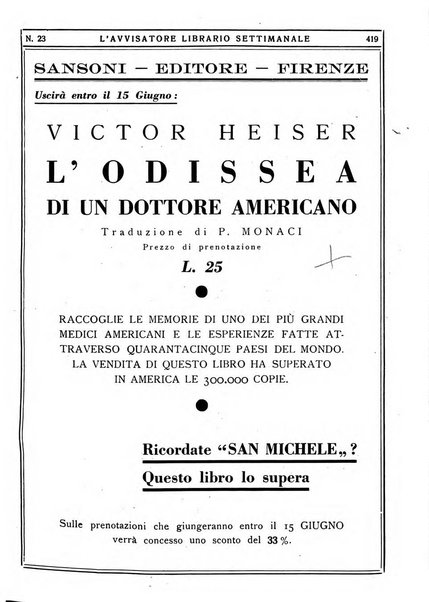 L'avvisatore librario settimanale bollettino bibliografico