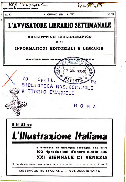 L'avvisatore librario settimanale bollettino bibliografico