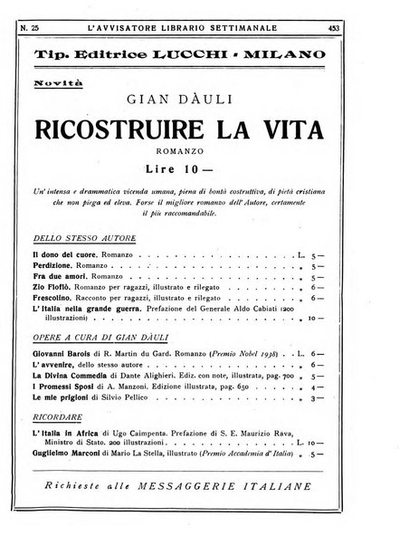 L'avvisatore librario settimanale bollettino bibliografico