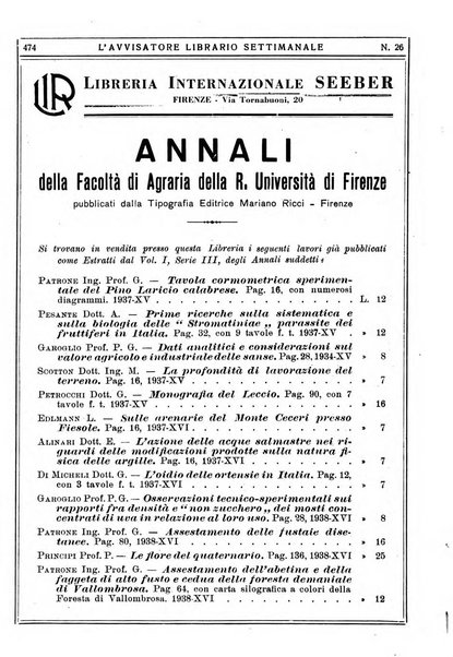 L'avvisatore librario settimanale bollettino bibliografico