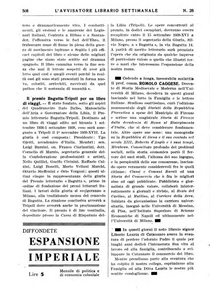 L'avvisatore librario settimanale bollettino bibliografico