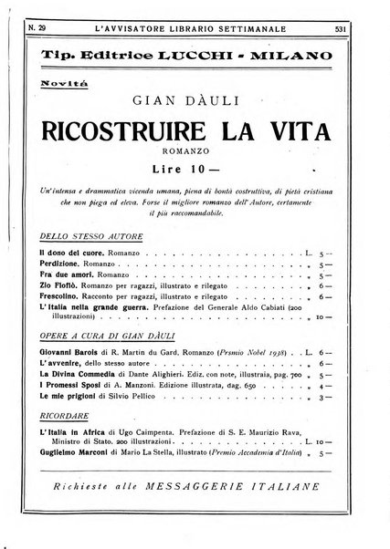 L'avvisatore librario settimanale bollettino bibliografico