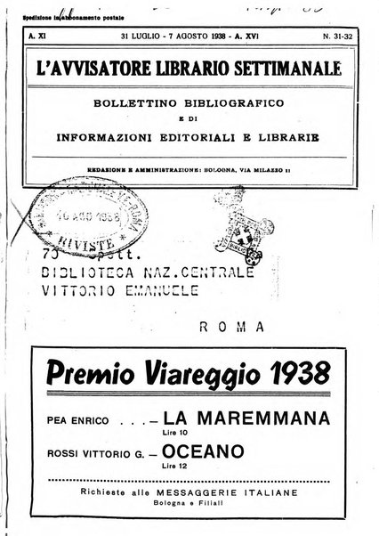 L'avvisatore librario settimanale bollettino bibliografico