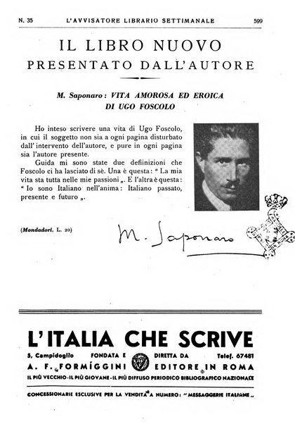 L'avvisatore librario settimanale bollettino bibliografico