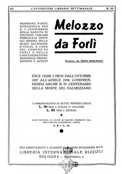 L'avvisatore librario settimanale bollettino bibliografico