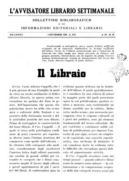 L'avvisatore librario settimanale bollettino bibliografico