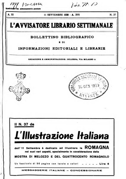 L'avvisatore librario settimanale bollettino bibliografico