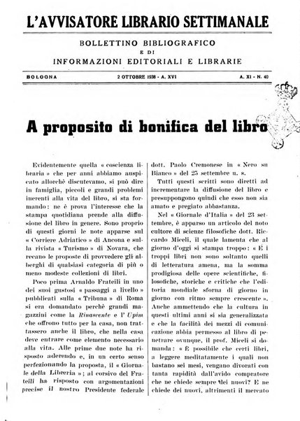 L'avvisatore librario settimanale bollettino bibliografico