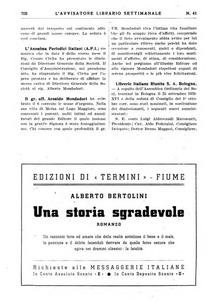 L'avvisatore librario settimanale bollettino bibliografico