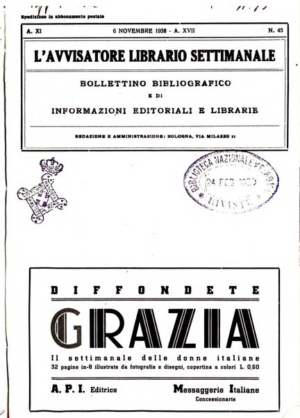 L'avvisatore librario settimanale bollettino bibliografico