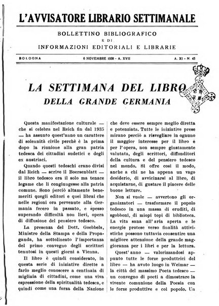 L'avvisatore librario settimanale bollettino bibliografico