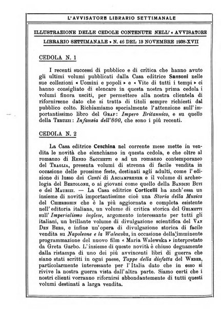 L'avvisatore librario settimanale bollettino bibliografico