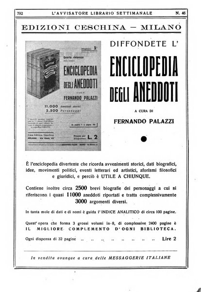 L'avvisatore librario settimanale bollettino bibliografico