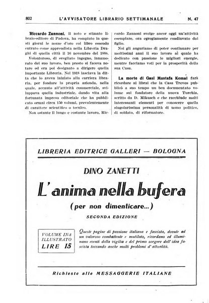 L'avvisatore librario settimanale bollettino bibliografico