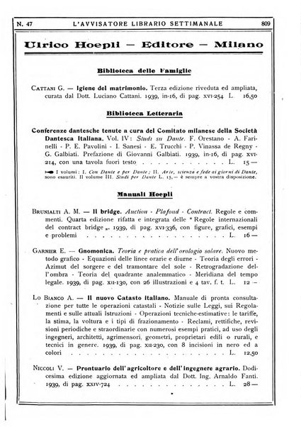 L'avvisatore librario settimanale bollettino bibliografico