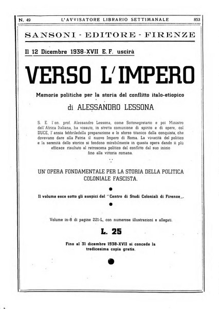 L'avvisatore librario settimanale bollettino bibliografico