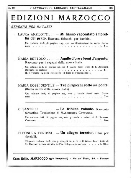 L'avvisatore librario settimanale bollettino bibliografico