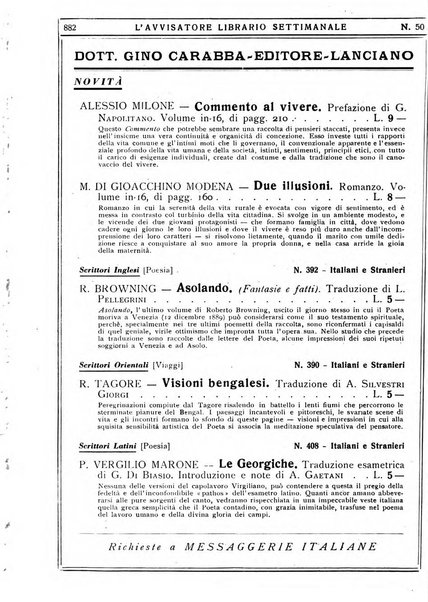 L'avvisatore librario settimanale bollettino bibliografico