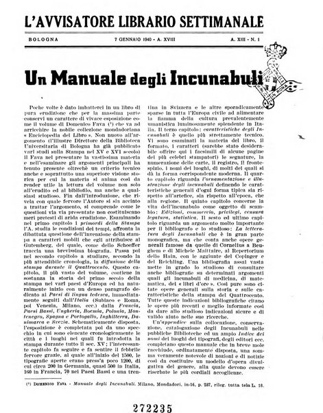 L'avvisatore librario settimanale bollettino bibliografico